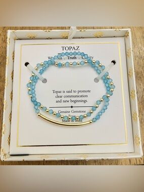 SHIVAM Blue Topaz Beaded Stretch Bracelets